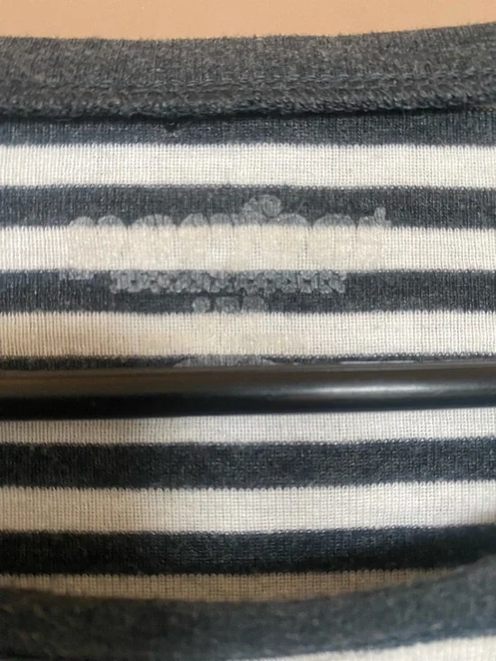 Striped Long-Sleeve Crewneck Top - Black & White - Picture 3 of 4